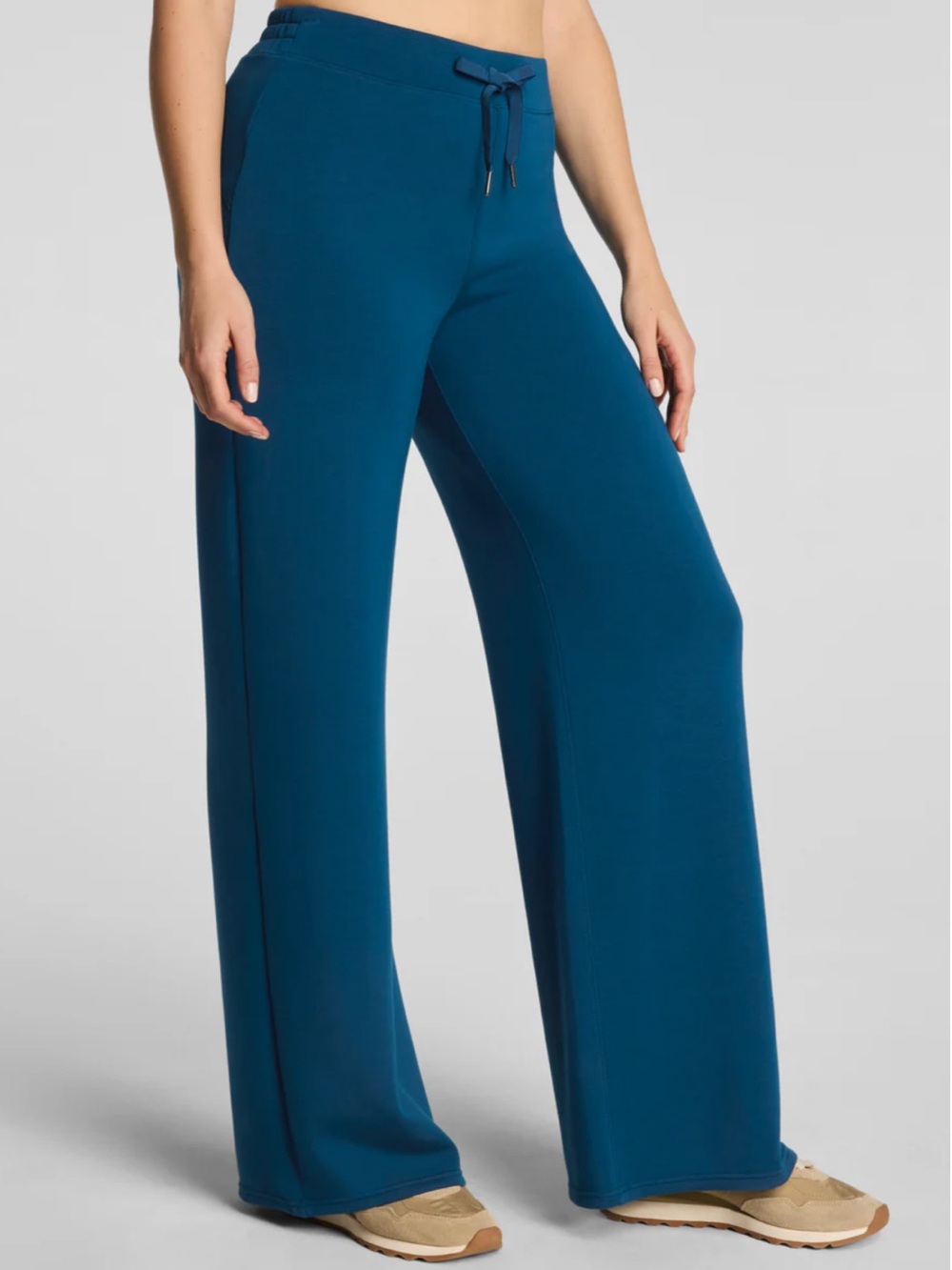 Spanx Air Essentials Wide Leg Pant Size Large Blue High Rise Stretch Loungewear - Picture 7 of 7